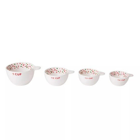 🎄NWT H for Happy Ceramic Holiday Measuring Cups in White (Set of 4) - Picture 2 of 7